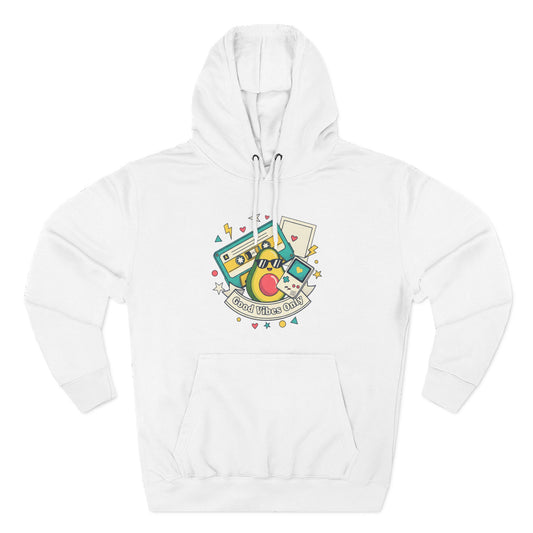 Good Vibes Only Hoodie — Retro Cassette Graphic Fleece Hoodie