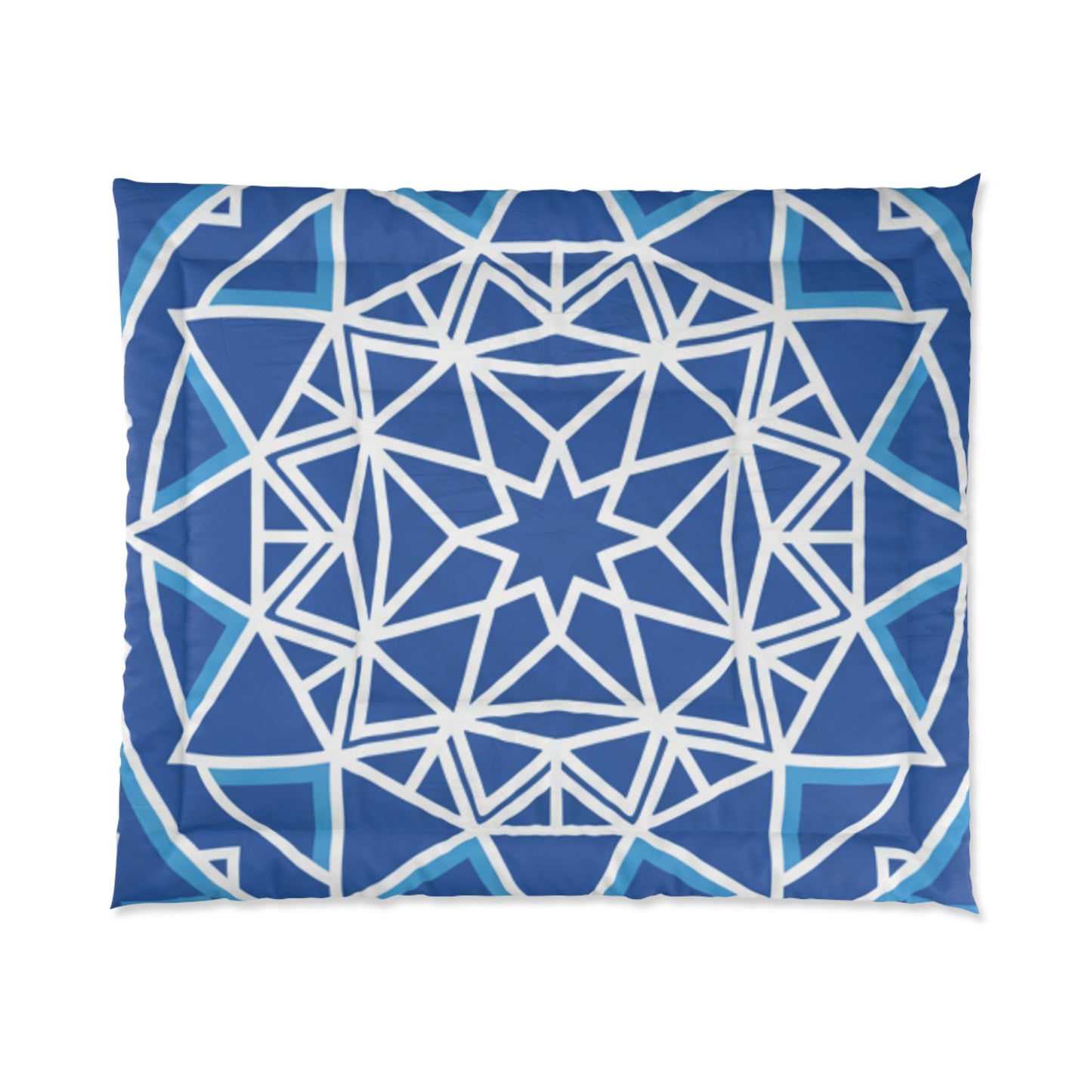 Geometric Mandala Comforter — Blue Star Pattern Bedding