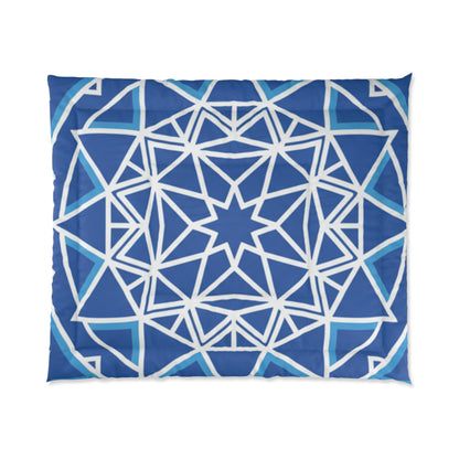 Geometric Mandala Comforter — Blue Star Pattern Bedding