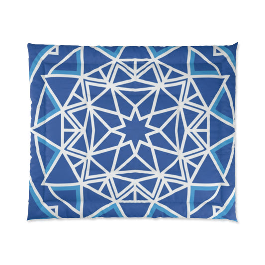 Geometric Mandala Comforter — Blue Star Pattern Bedding Merit Sell