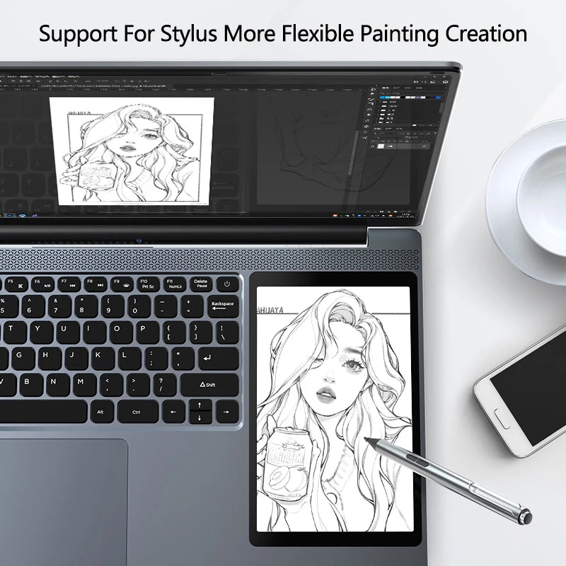 15.6"+7" Dual Screen Laptop Intel Celeron N100 32GB 16GB DDR4 RGB Backlit Keyboard Computer Notebook Laptops Touch Screen - Merit Sell