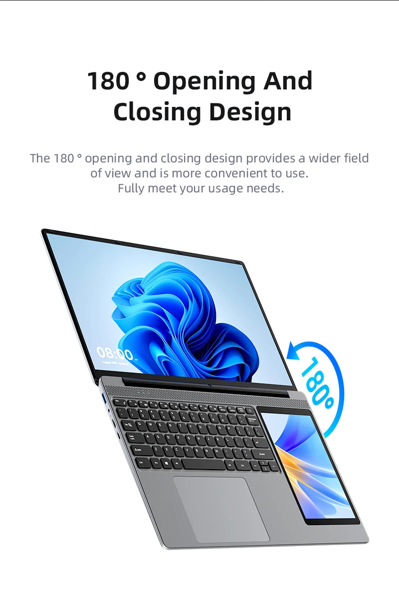 15.6"+7" Dual Screen Laptop Intel Celeron N100 32GB 16GB DDR4 RGB Backlit Keyboard Computer Notebook Laptops Touch Screen - Merit Sell