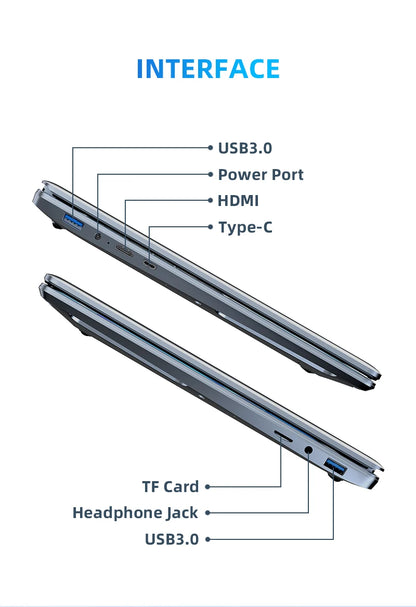 15.6"+7" Dual Screen Laptop Intel Celeron N100 32GB 16GB DDR4 RGB Backlit Keyboard Computer Notebook Laptops Touch Screen - Merit Sell