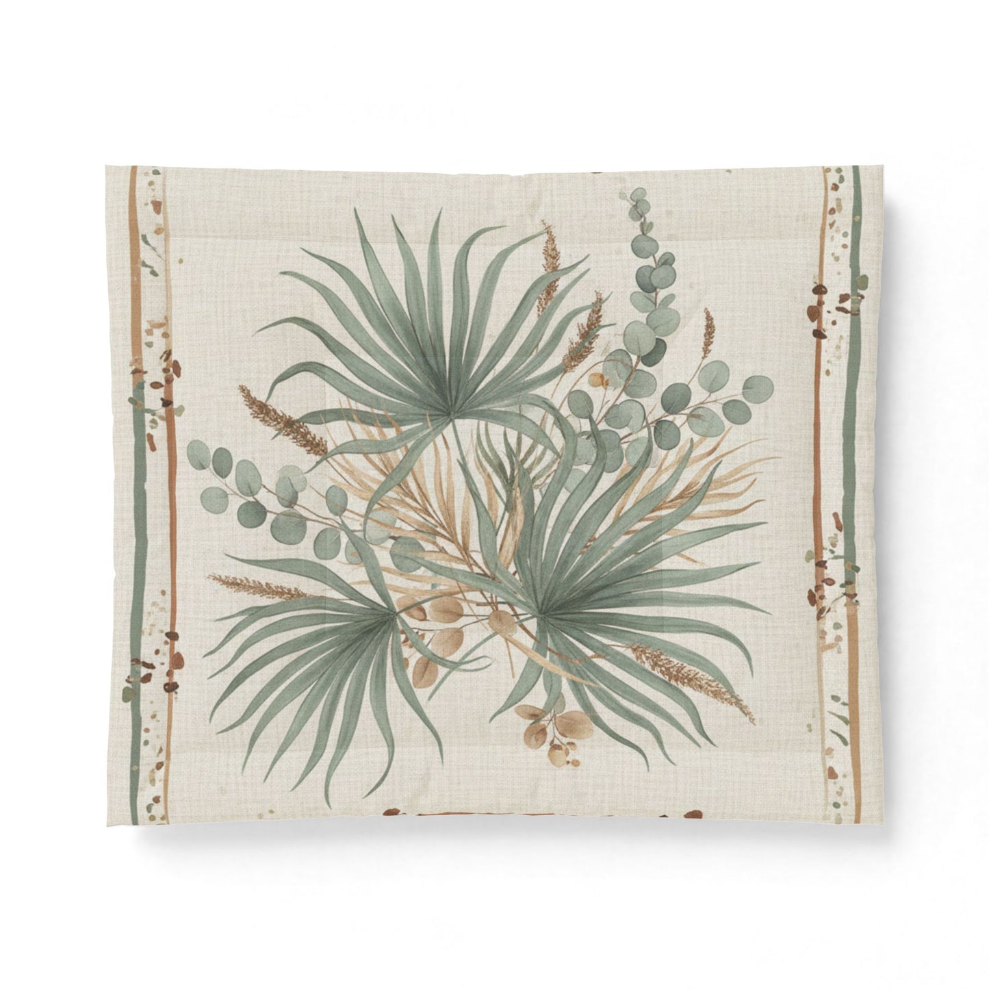 Botanical Palm Cotton Comforter – Neutral Green Leaf Bedding