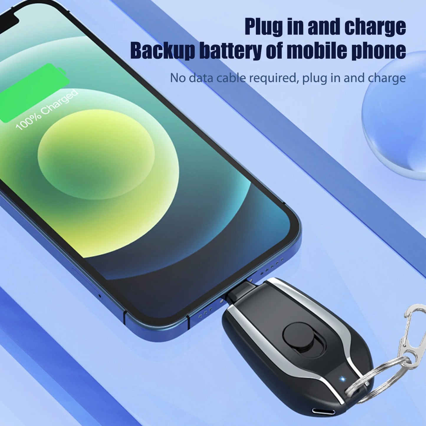 1500mAh Portable Keychain Power Bank Type-C Ultra-Compact Mini Battery Pack Fast Charging Mobile Phone Charger For iPhone Xiaomi - Merit Sell