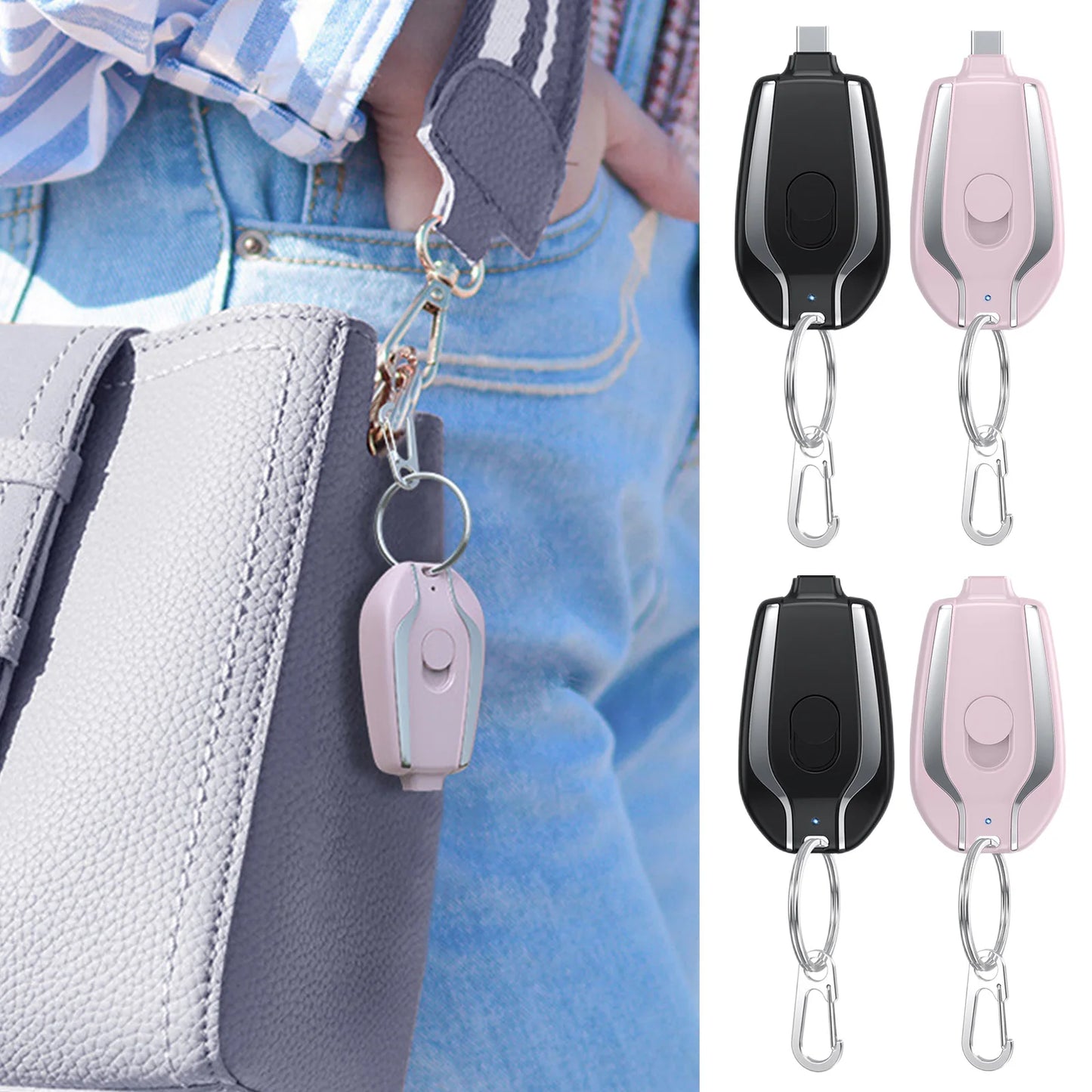 1500mAh Portable Keychain Power Bank Type-C Ultra-Compact Mini Battery Pack Fast Charging Mobile Phone Charger For iPhone Xiaomi - Merit Sell