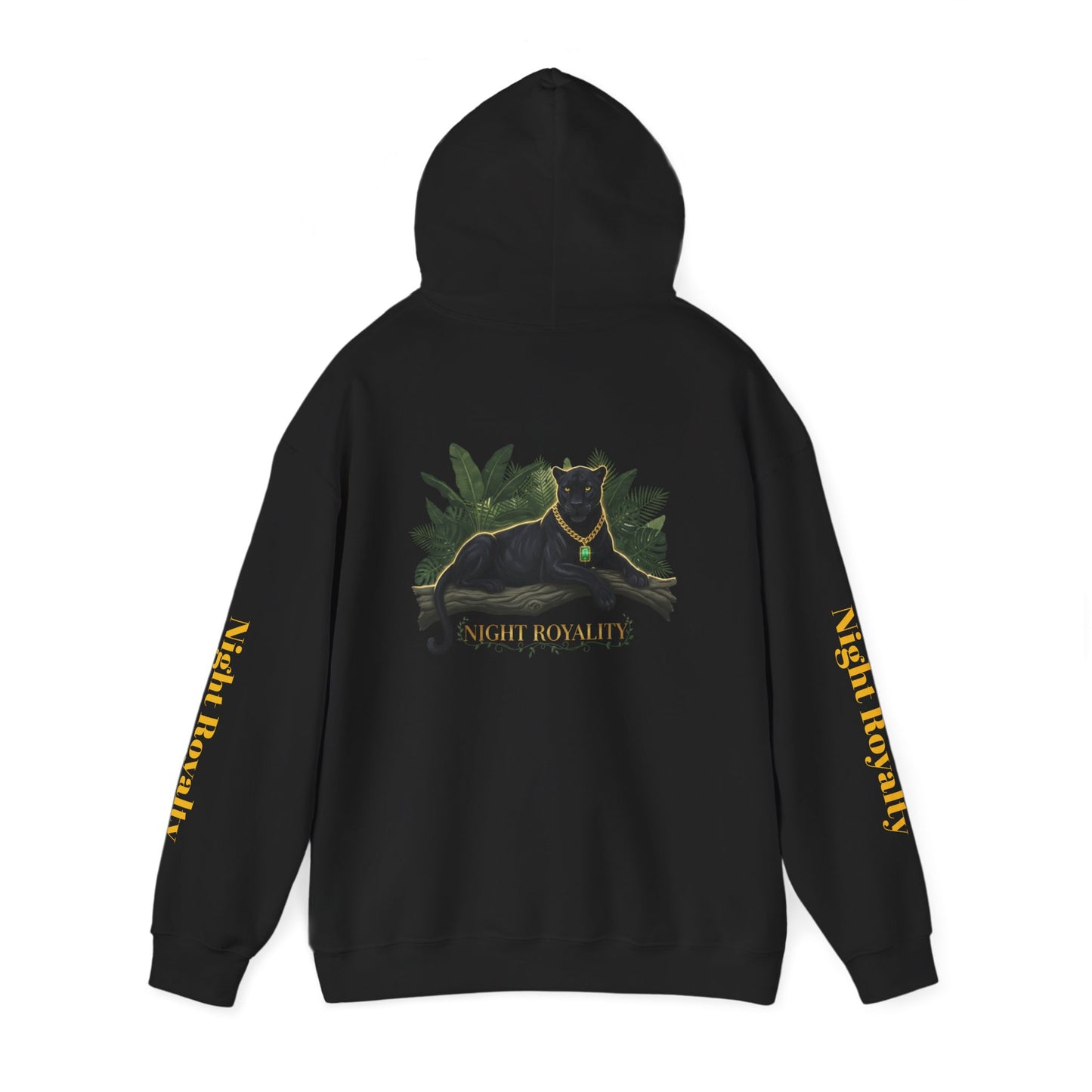 Black Panther 'Night Royalty' Hoodie – Gold Chain Cat Graphic Sweatshirt
