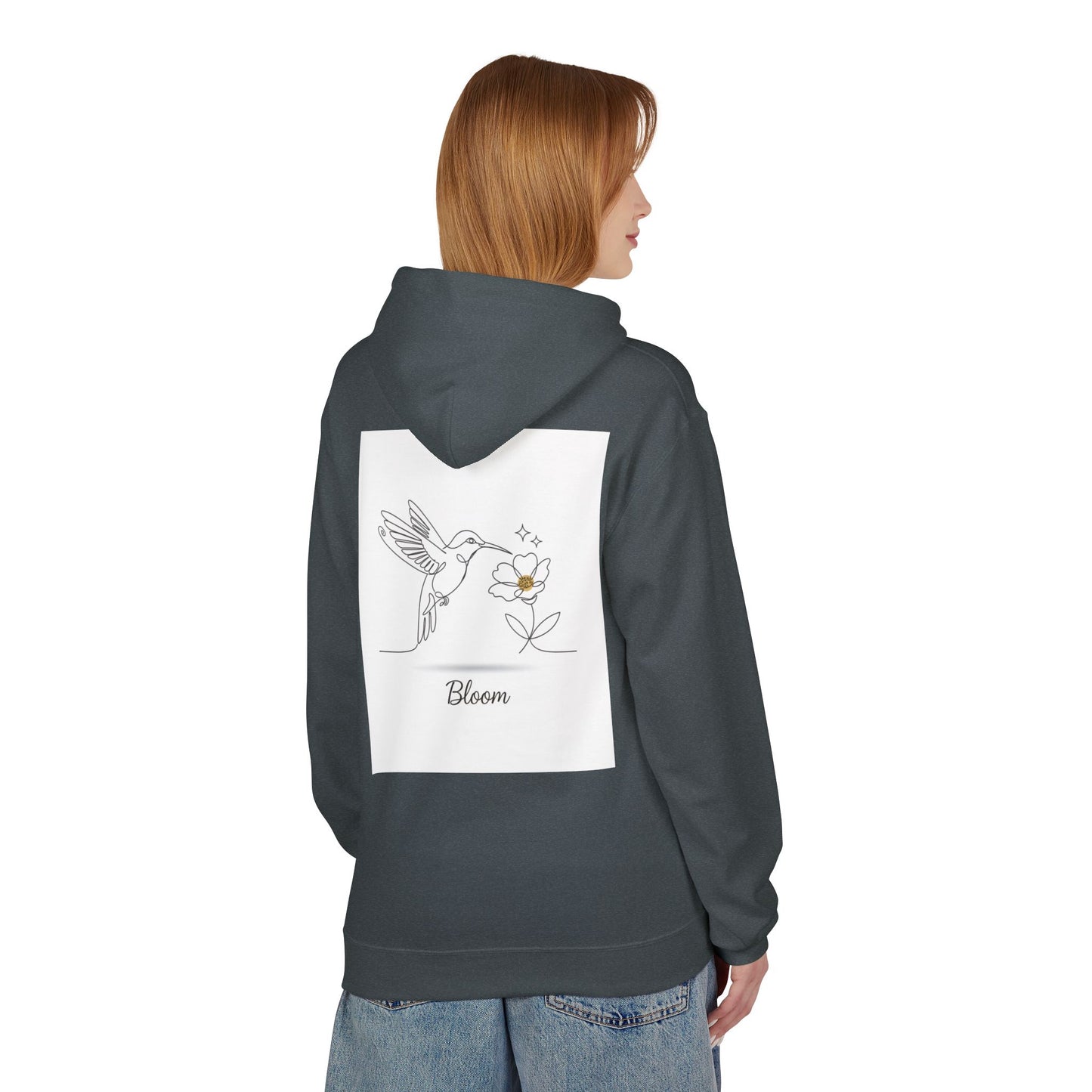 Bloom Hummingbird Hoodie — Floral Minimalist Pullover