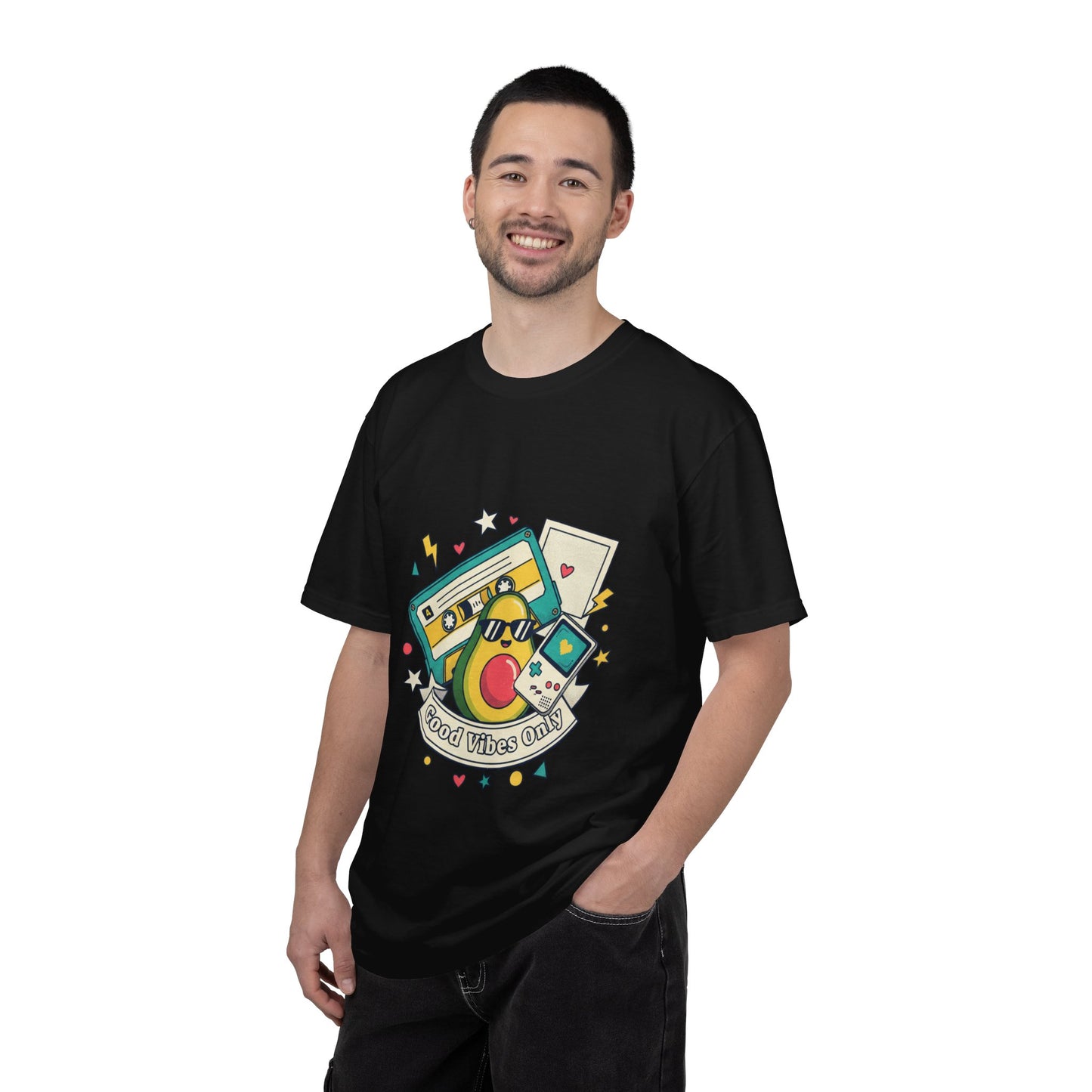 Good Vibes Only T-Shirt — Retro Cassette & Emojis Graphic Tee