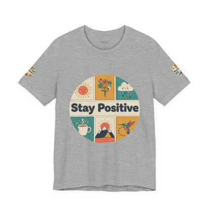 Stay Positive Graphic Tee — Retro Sunshine Inspirational T‑Shirt