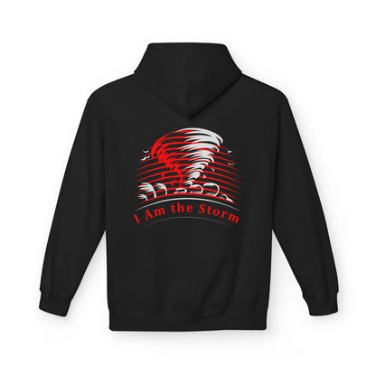 I Am the Storm Hoodie — Red Tornado Graphic Hoodie