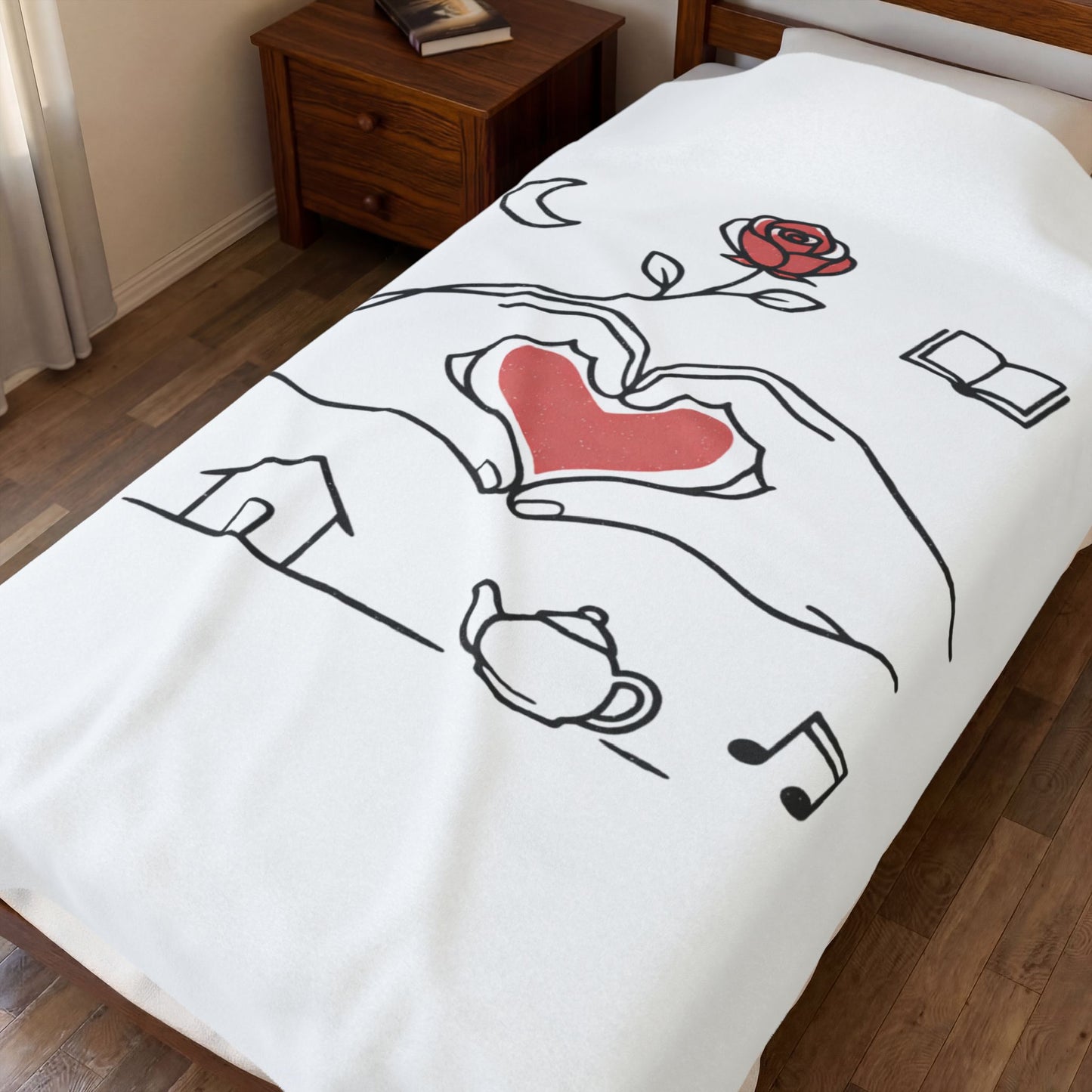Plush Blanket — Cozy Heart & Home Illustration Velveteen Throw