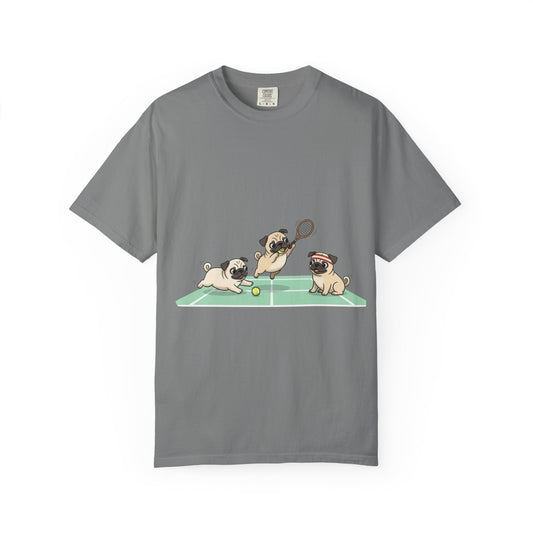 Pug Tennis T-Shirt — Cute Pugs Playing Tennis Graphic Tee