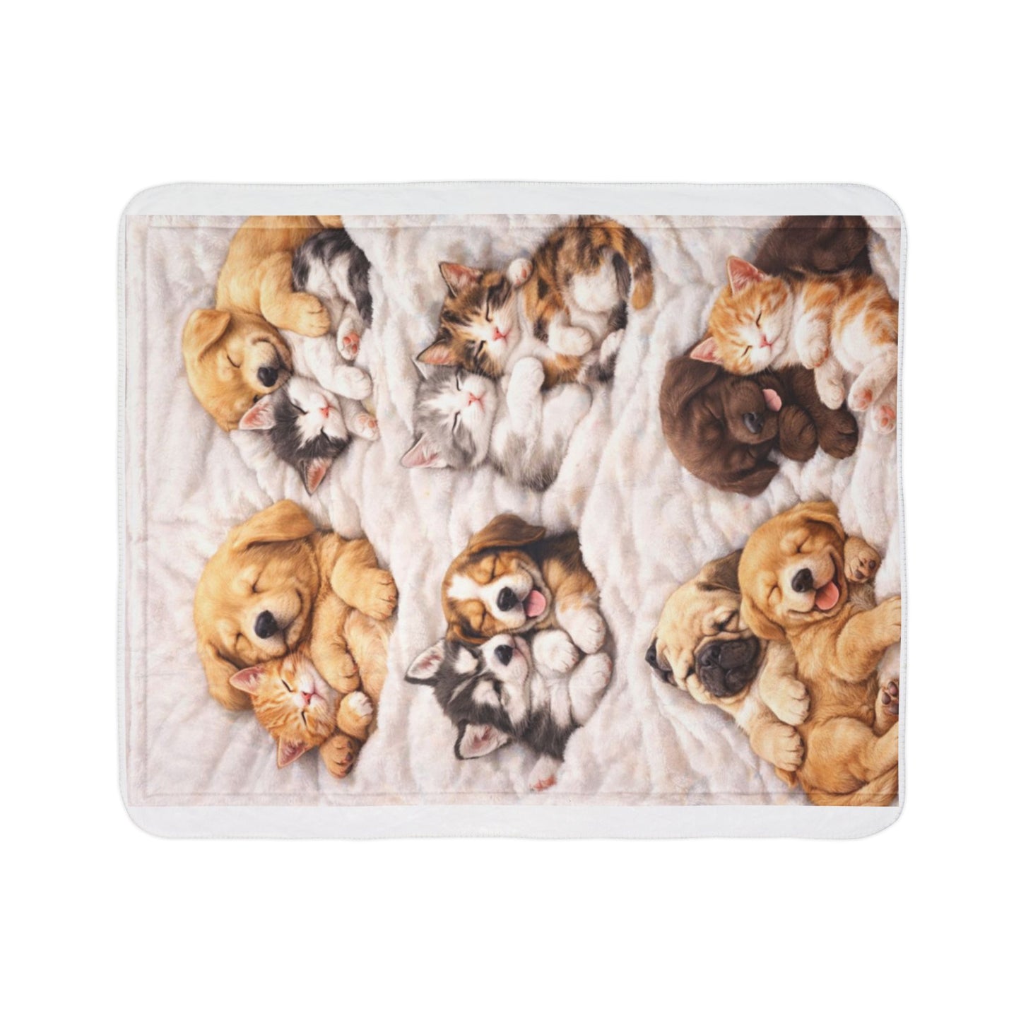 Sherpa Blanket — Cozy Puppies & Kittens Fleece Throw