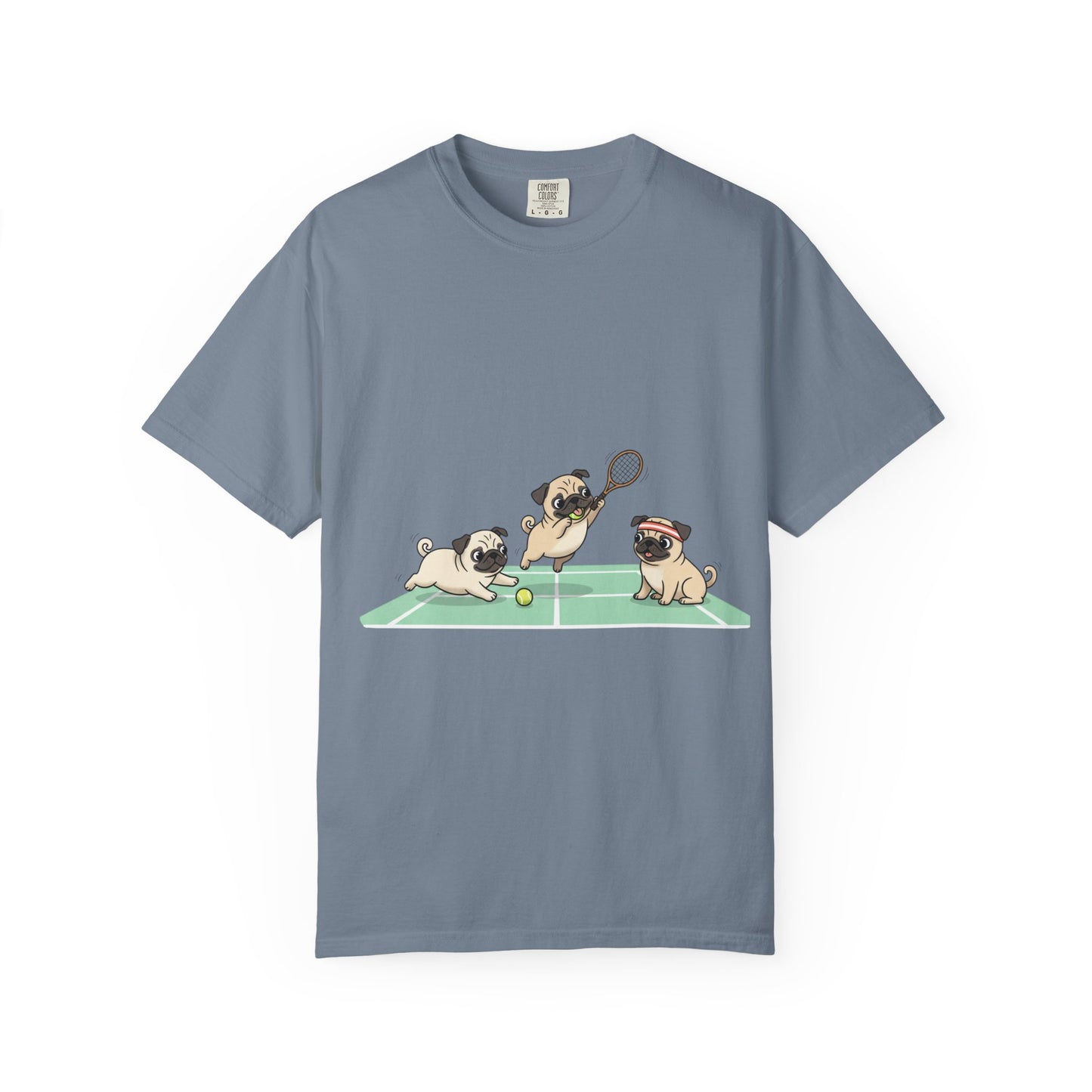 Pug Tennis T-Shirt — Cute Pugs Playing Tennis Graphic Tee