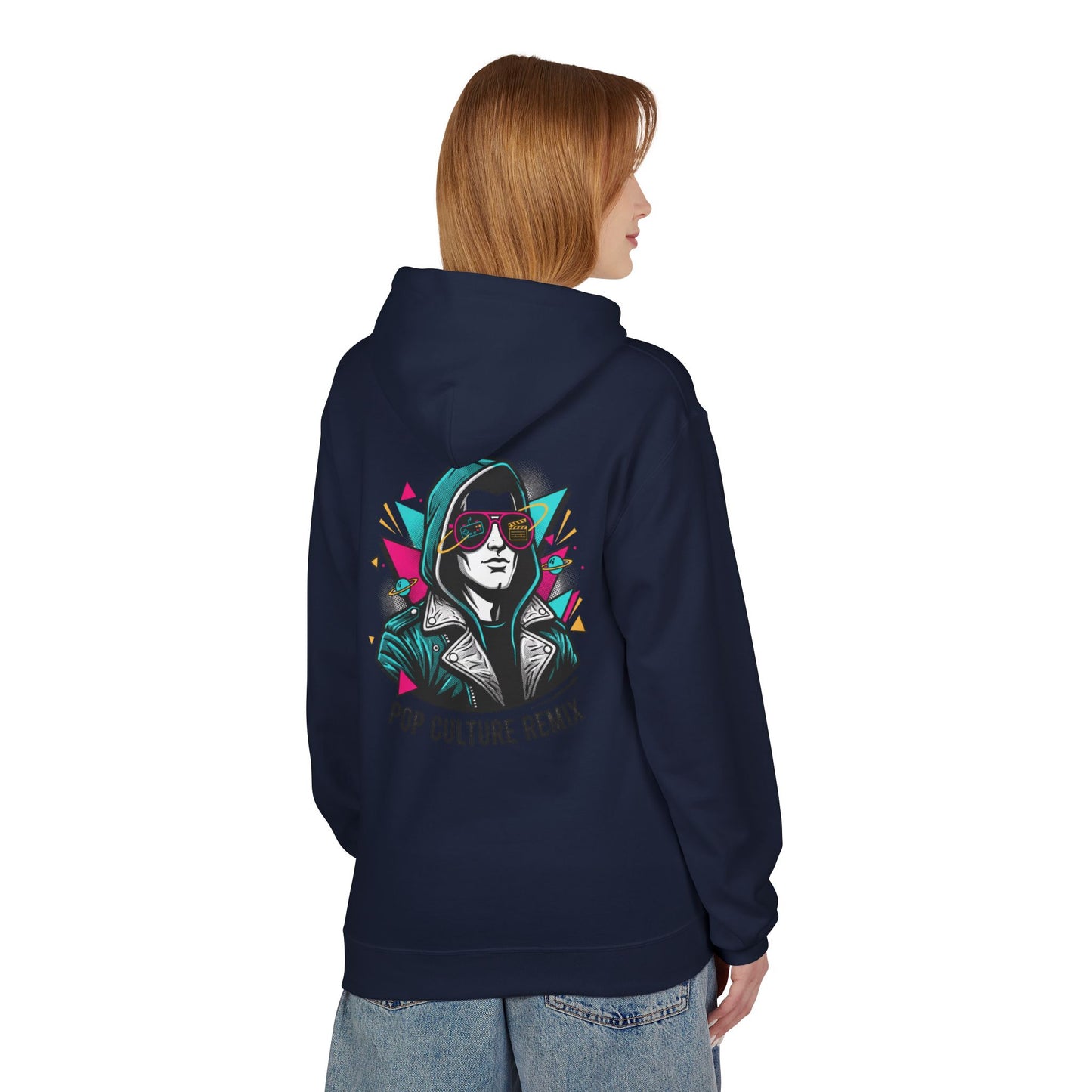 Pop Culture Remix Hoodie - Retro Neon Graphic Pullover