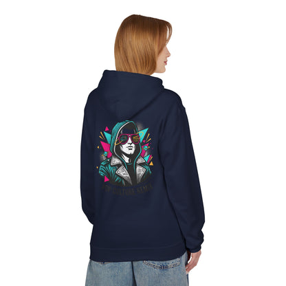 Pop Culture Remix Hoodie - Retro Neon Graphic Pullover