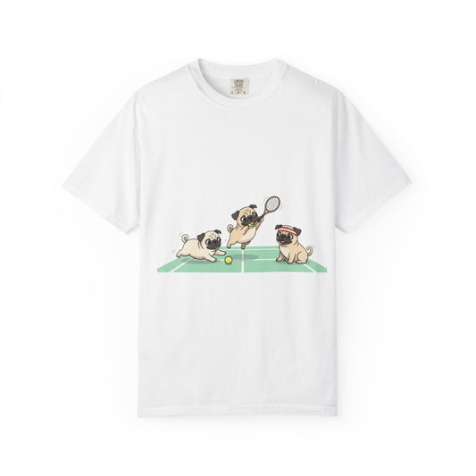Pug Tennis T-Shirt — Cute Pugs Playing Tennis Graphic Tee