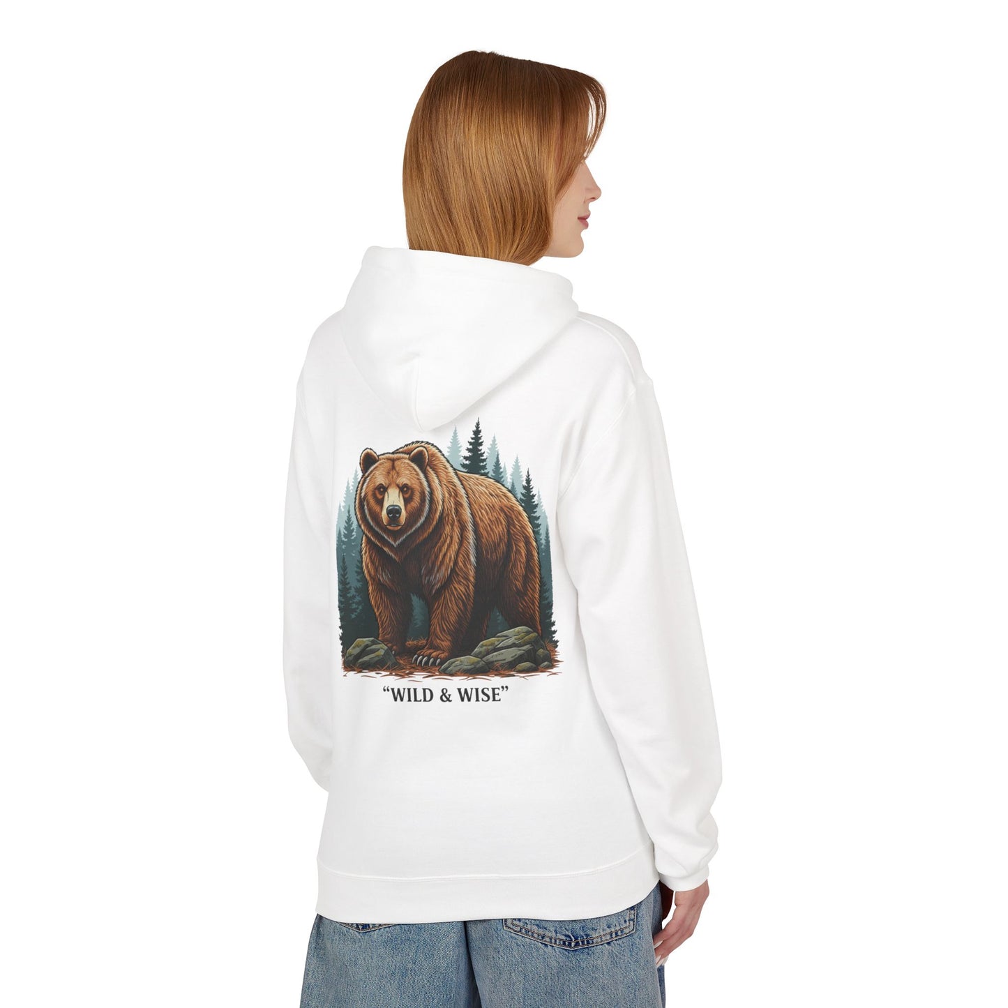Bear Hoodie — "Wild & Wise" Forest Graphic Pullover