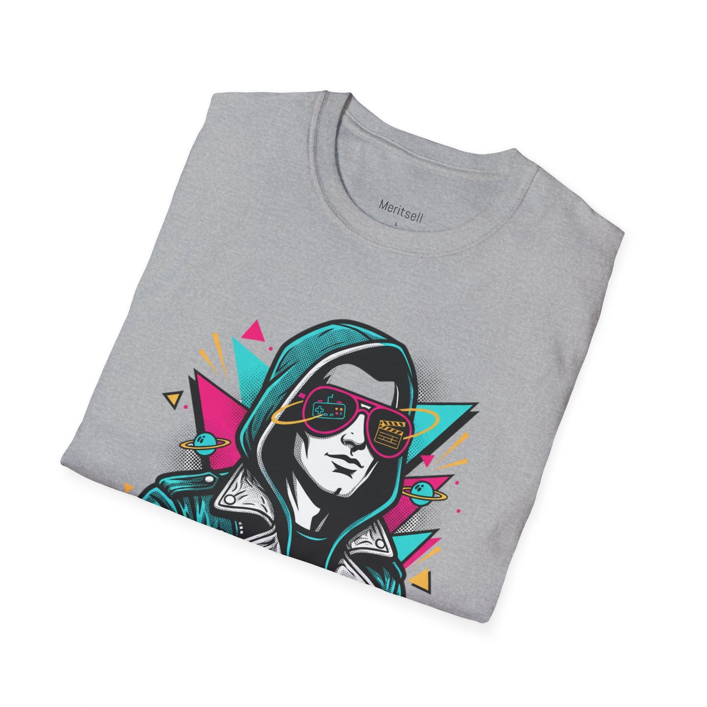 Pop Culture Remix T-Shirt — Retro Neon Hoodie Portrait Graphic Tee