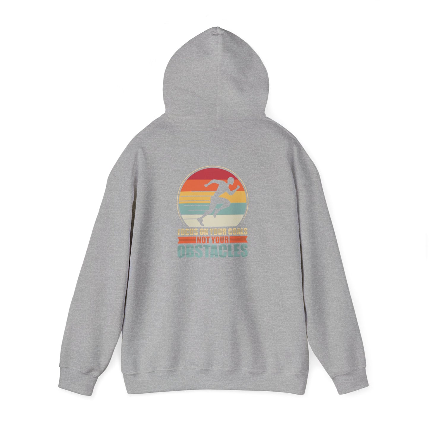 Motivational Hoodie — "Focus On Your Goals Not Your Obstacles" Retro Runner - Merit Sell