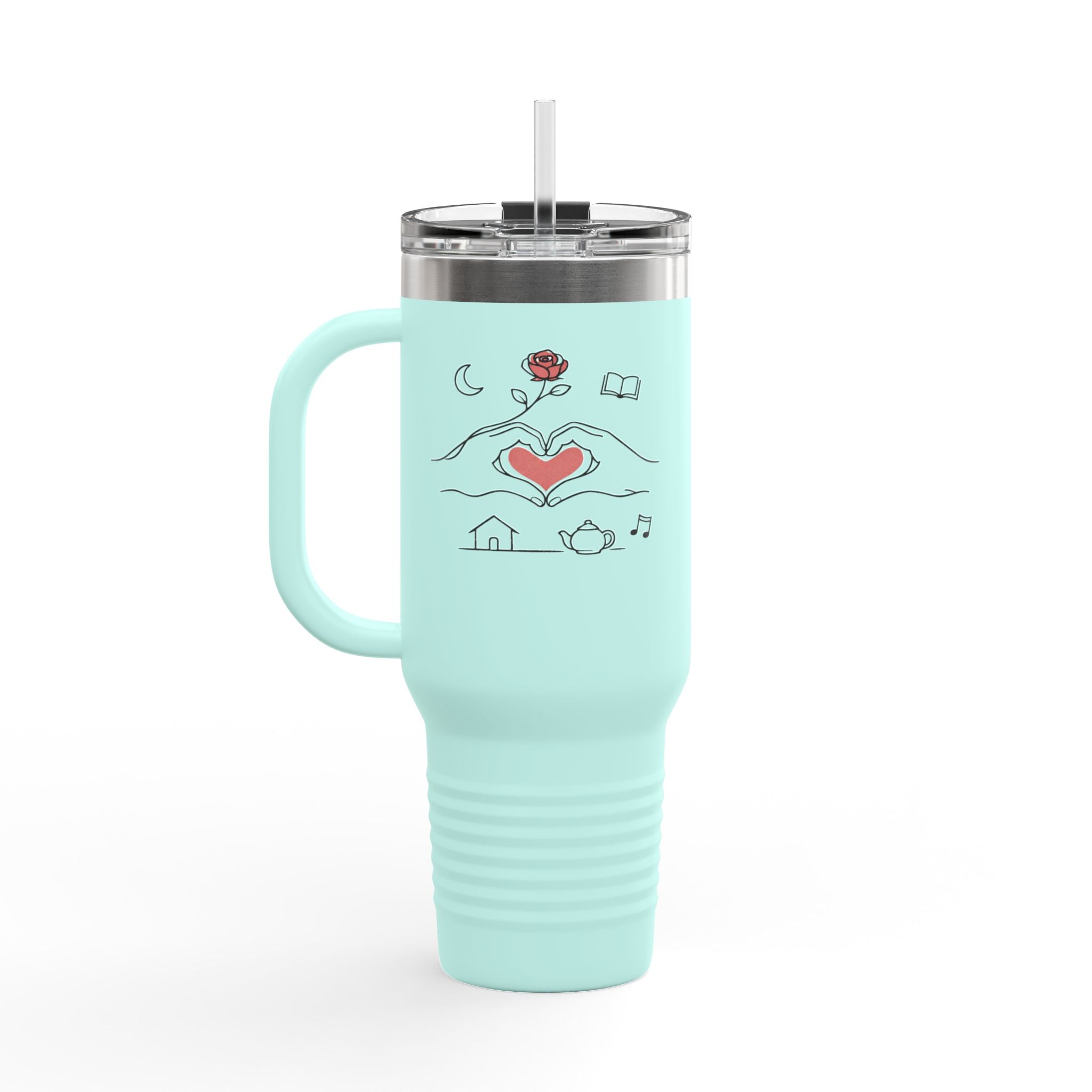 40oz Insulated Travel Mug — Heart & Home Sketch Design