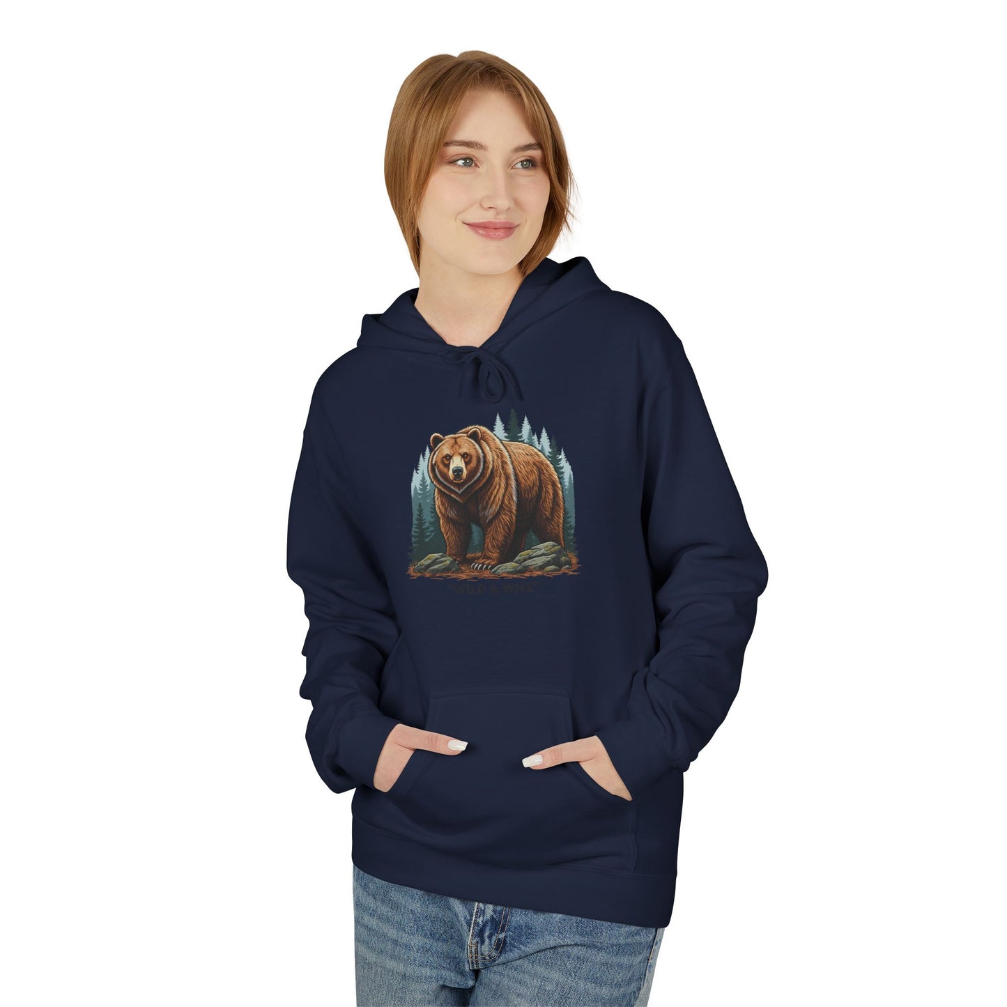 Bear Hoodie — "Wild & Wise" Forest Graphic Pullover