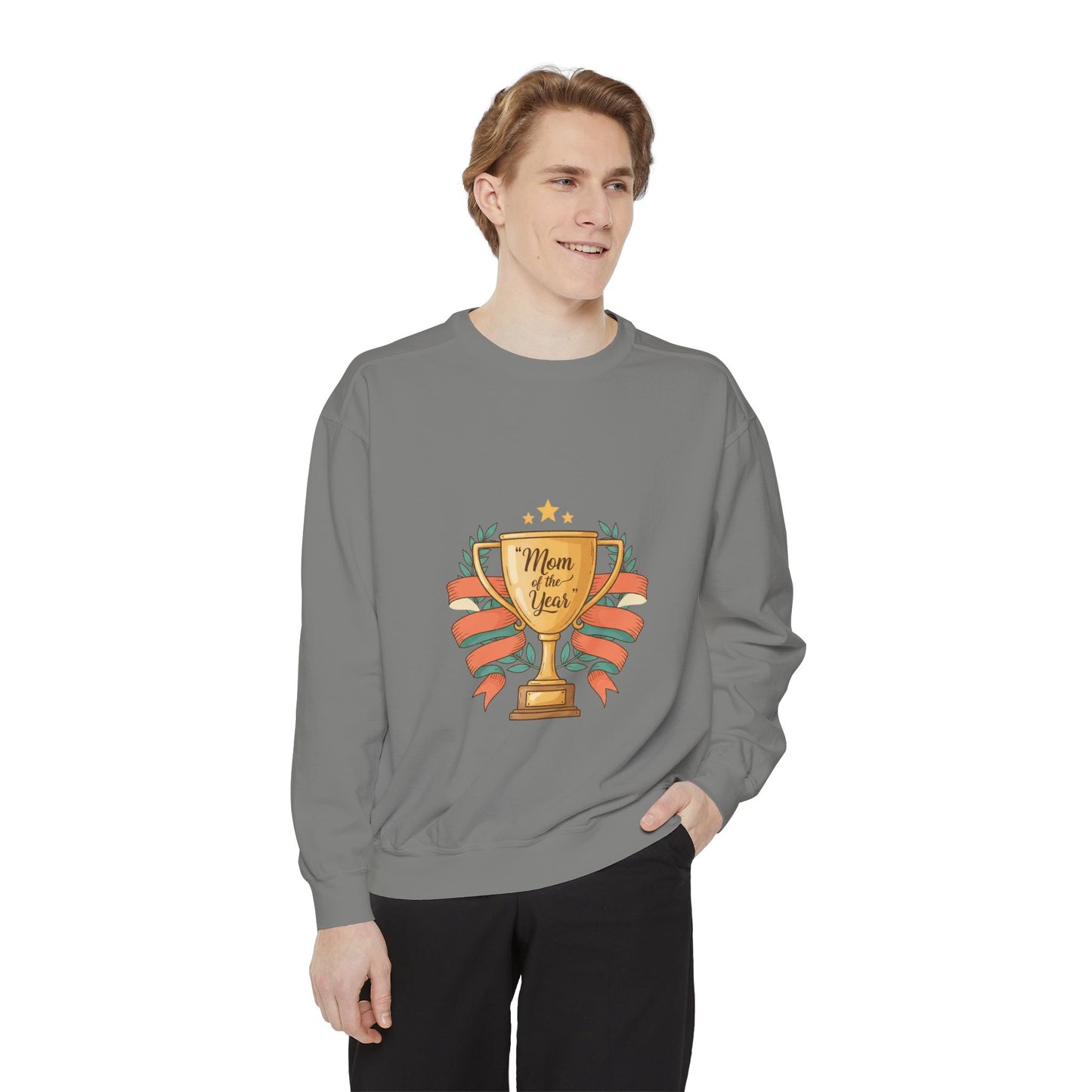 Sweatshirt — "Mom of the Year" Trophy Graphic Crewneck