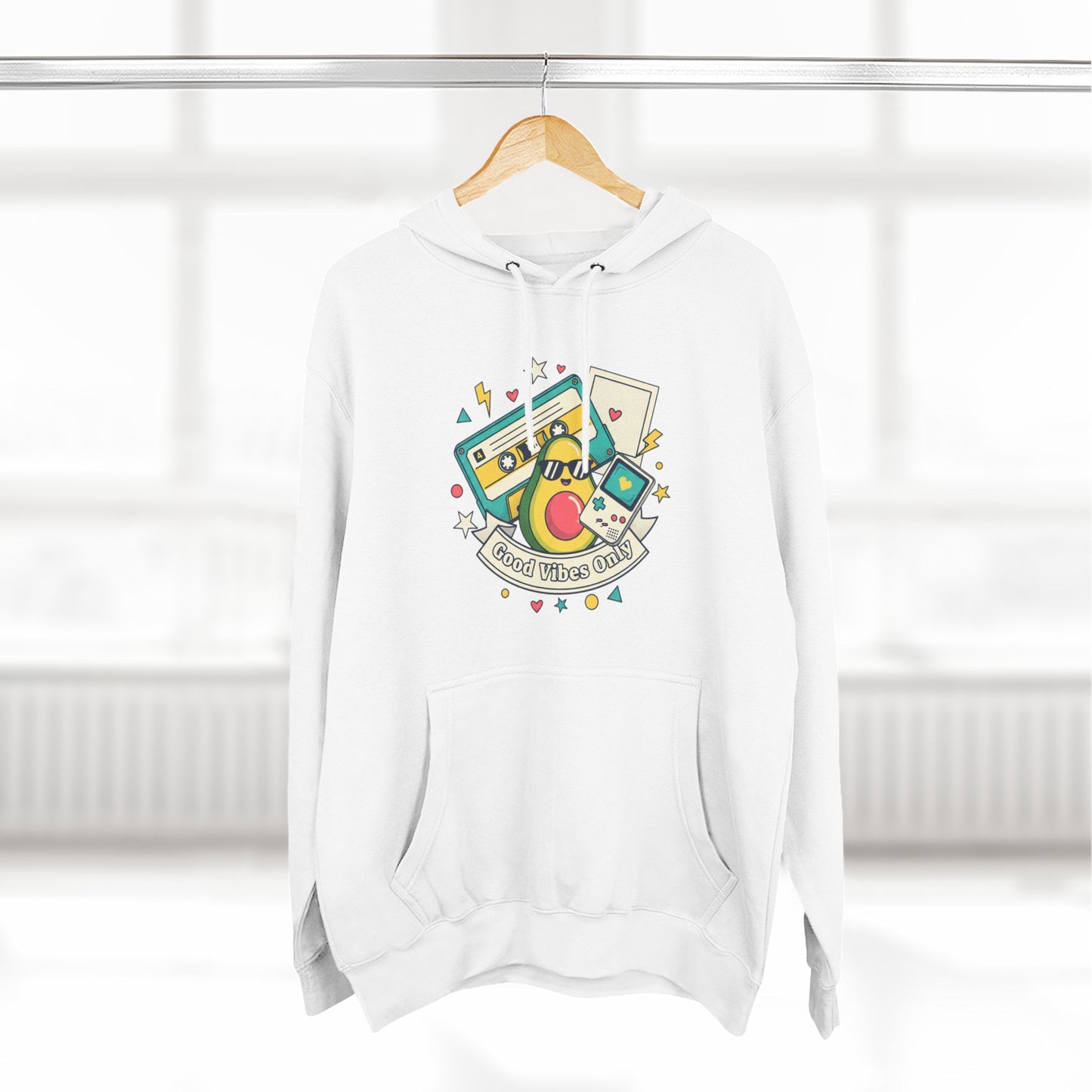 Good Vibes Only Hoodie — Retro Cassette Graphic Fleece Hoodie