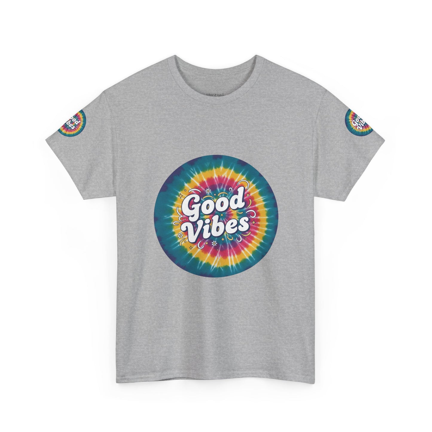Good Vibes Tie-Dye Tee — Retro Rainbow Graphic T-Shirt