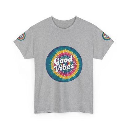 Good Vibes Tie-Dye Tee — Retro Rainbow Graphic T-Shirt
