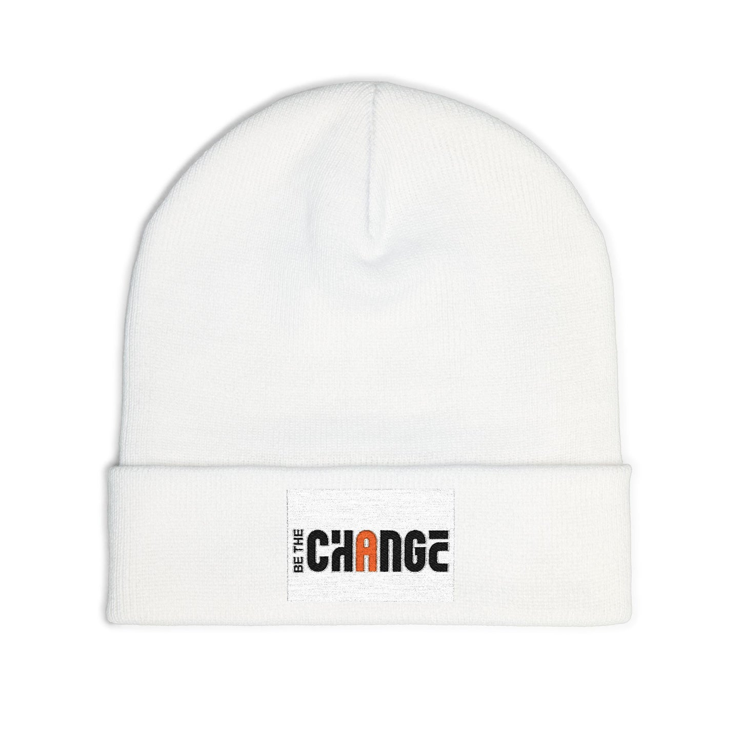 Embroidered 'Change' Knit Beanie — Minimalist Activist Winter Hat