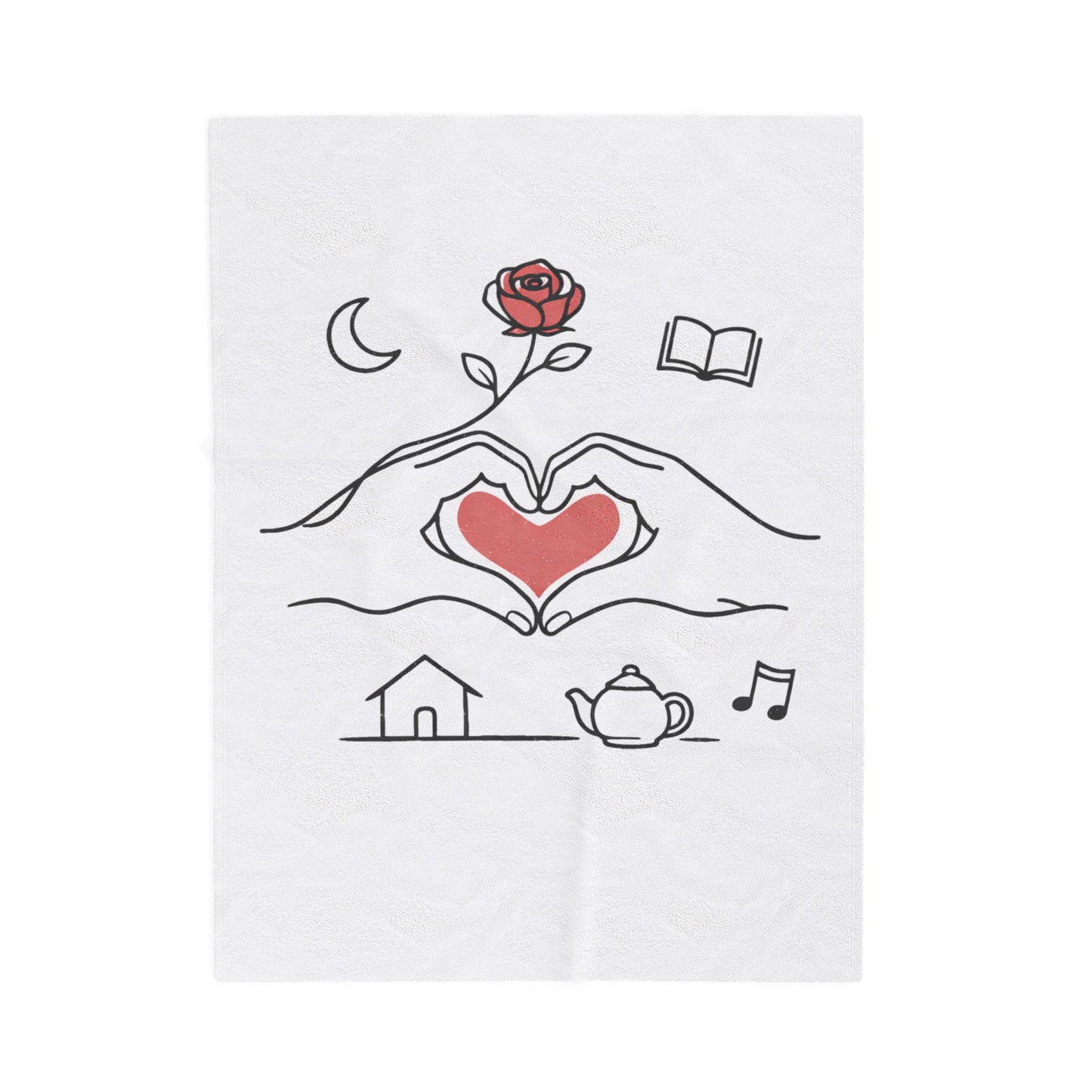 Plush Blanket — Cozy Heart & Home Illustration Velveteen Throw