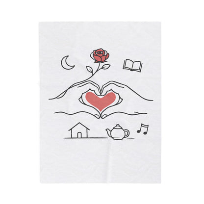 Plush Blanket — Cozy Heart & Home Illustration Velveteen Throw