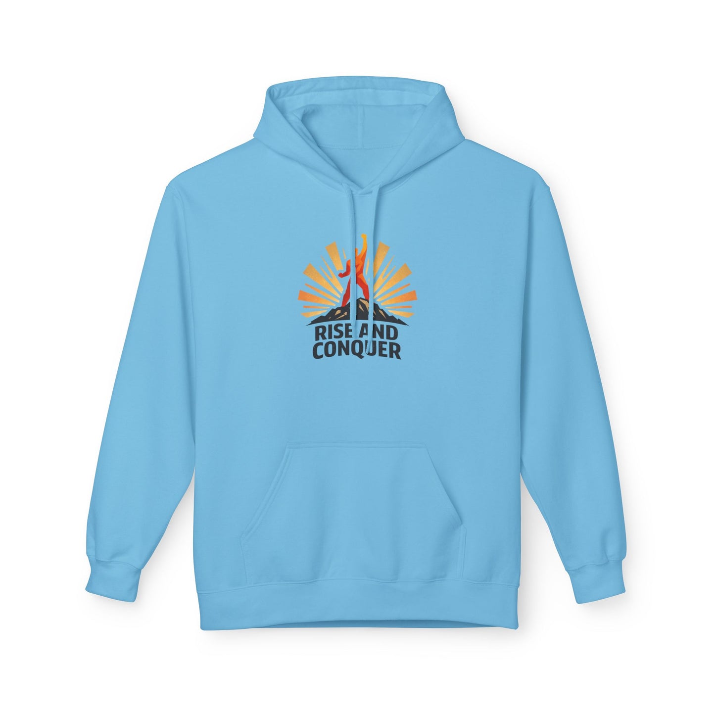 Rise and Conquer Hoodie - Motivational Sunrise Adventure Pullover