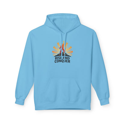 Rise and Conquer Hoodie - Motivational Sunrise Adventure Pullover