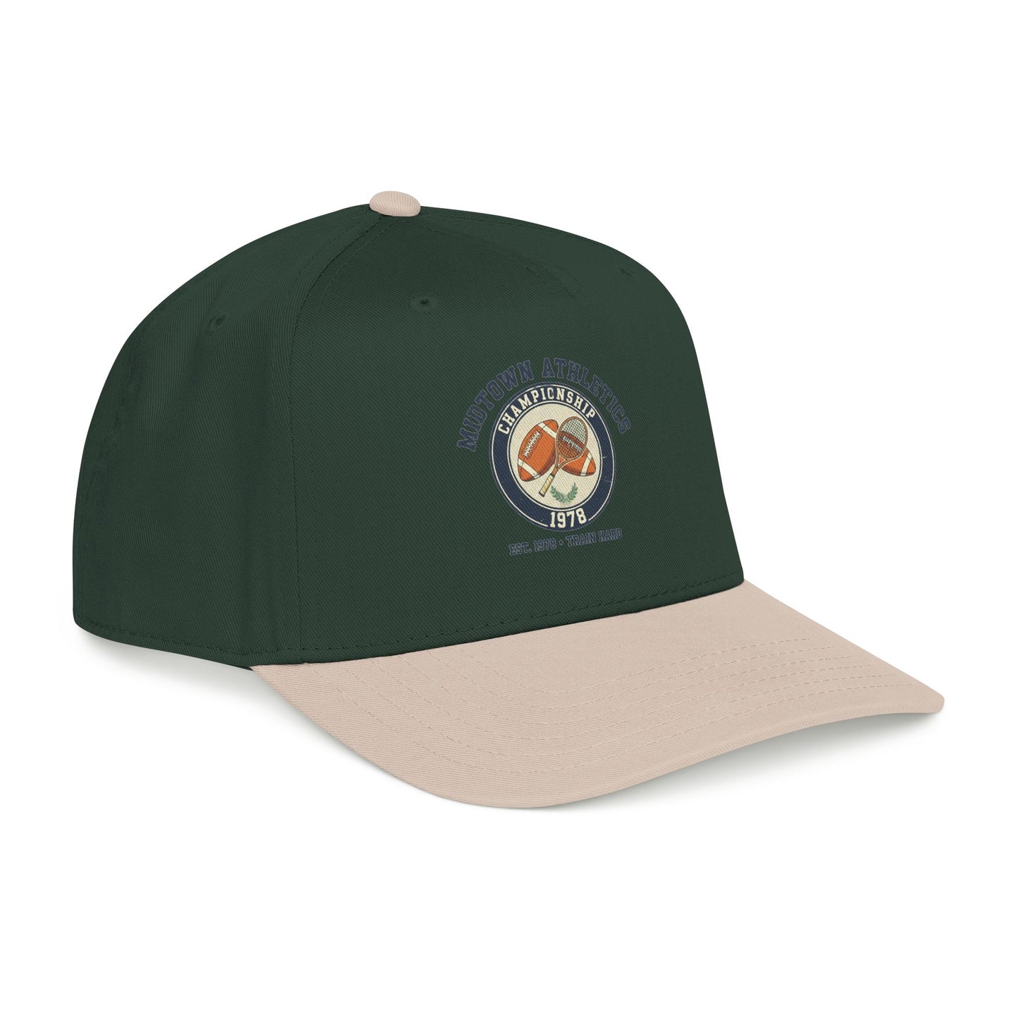 Mid Profile Baseball Cap — Midtown Athletics Vintage Basketball Logo Cap