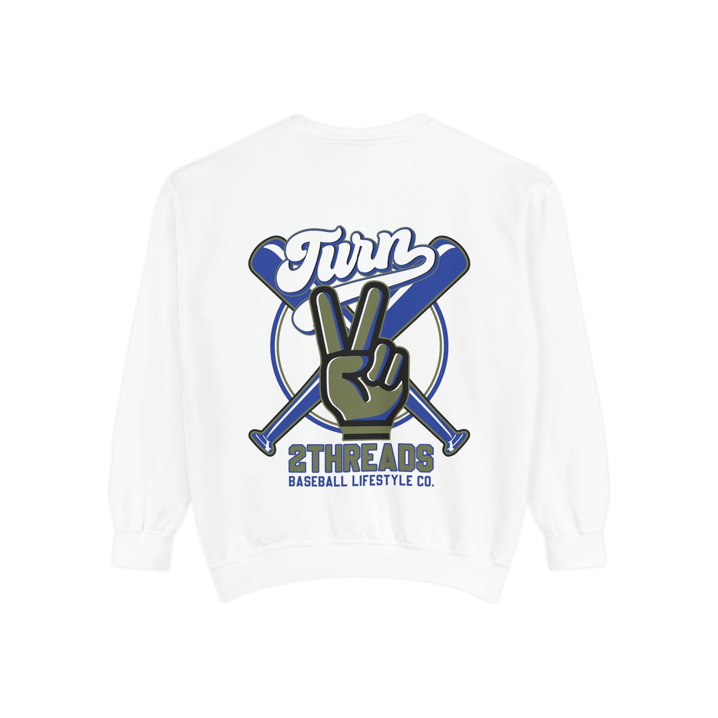 Turn 2Threads Baseball Sweatshirt — Vintage Peace Sign Crewneck