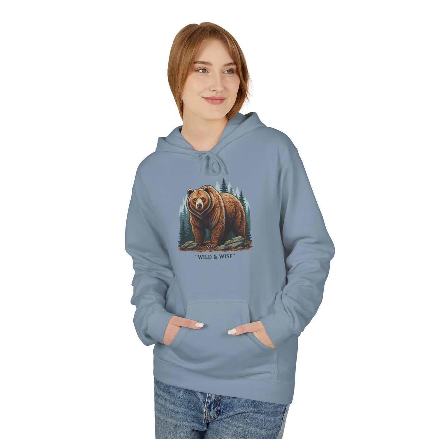 Bear Hoodie — "Wild & Wise" Forest Graphic Pullover