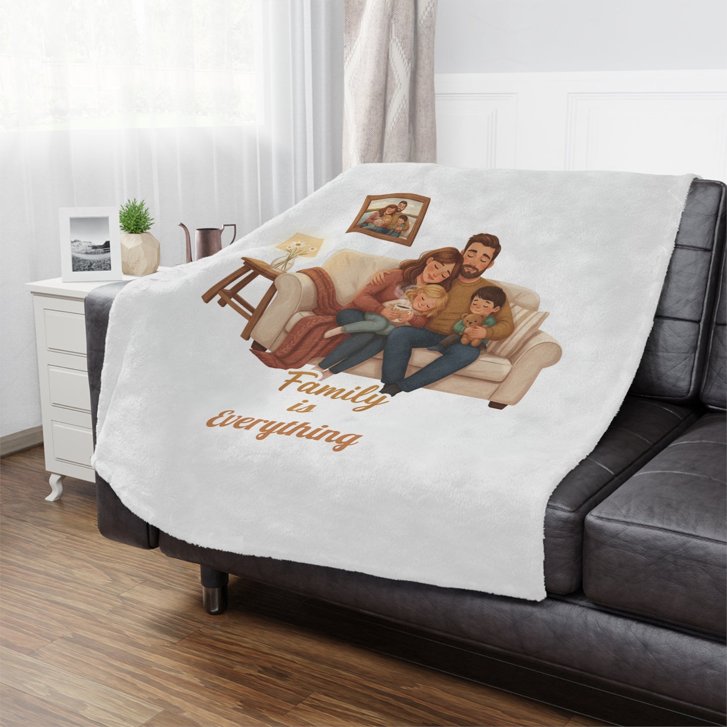 Family Cozy Minky Blanket — Personalized Illustrated Family Sofa Throw