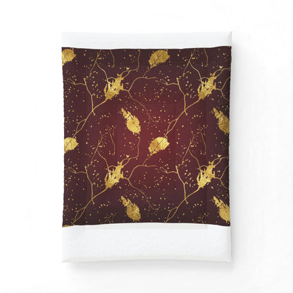 Gold Leaf Cotton Comforter - Burgundy Botanical Bedding