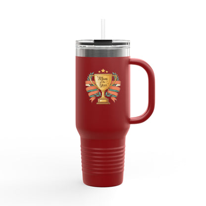 40oz Insulated Travel Mug — "Mom of the Year" Trophy Design