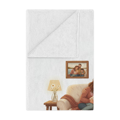 Family Cozy Minky Blanket — Personalized Illustrated Family Sofa Throw