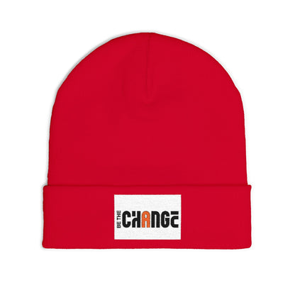 Embroidered 'Change' Knit Beanie — Minimalist Activist Winter Hat