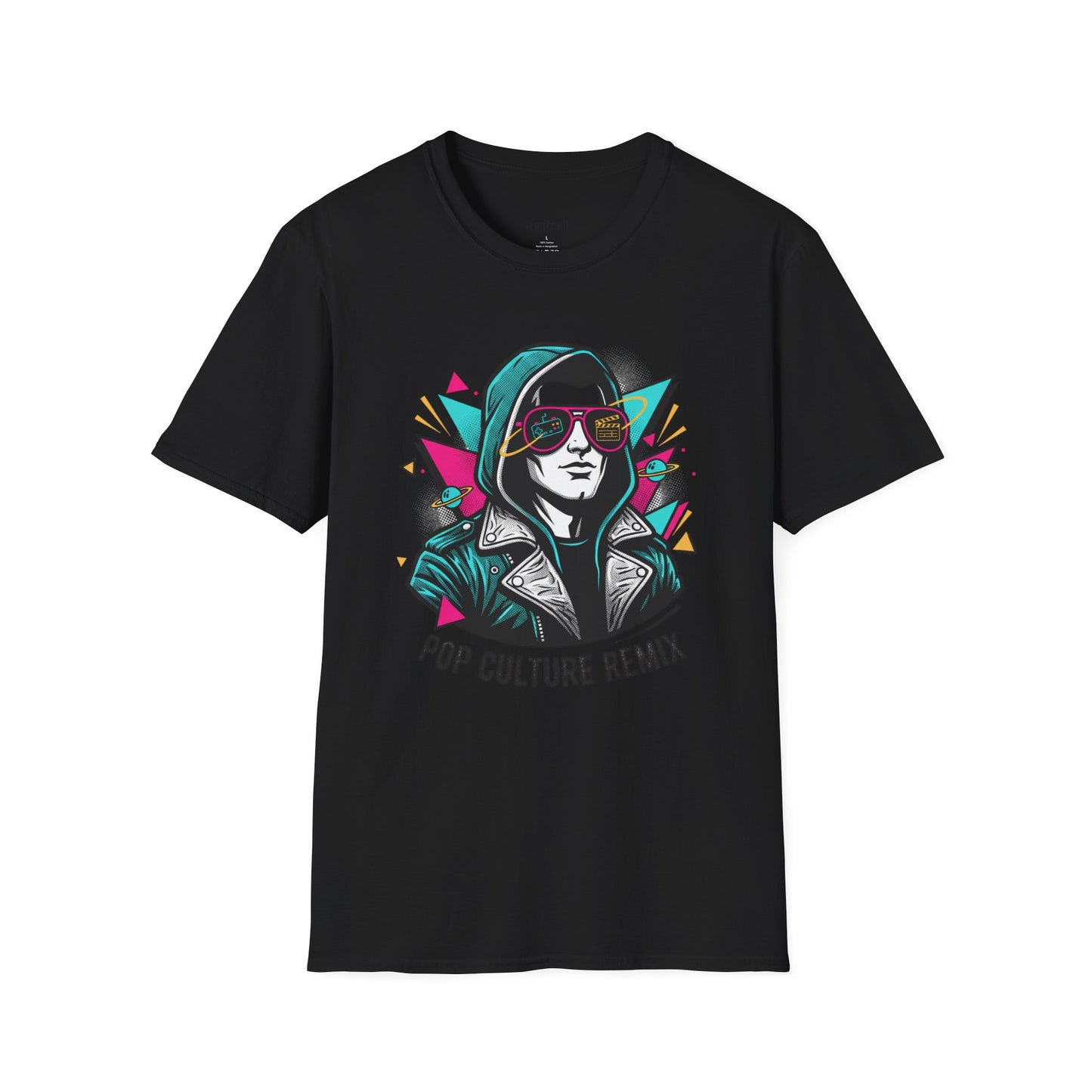 Pop Culture Remix T-Shirt — Retro Neon Hoodie Portrait Graphic Tee