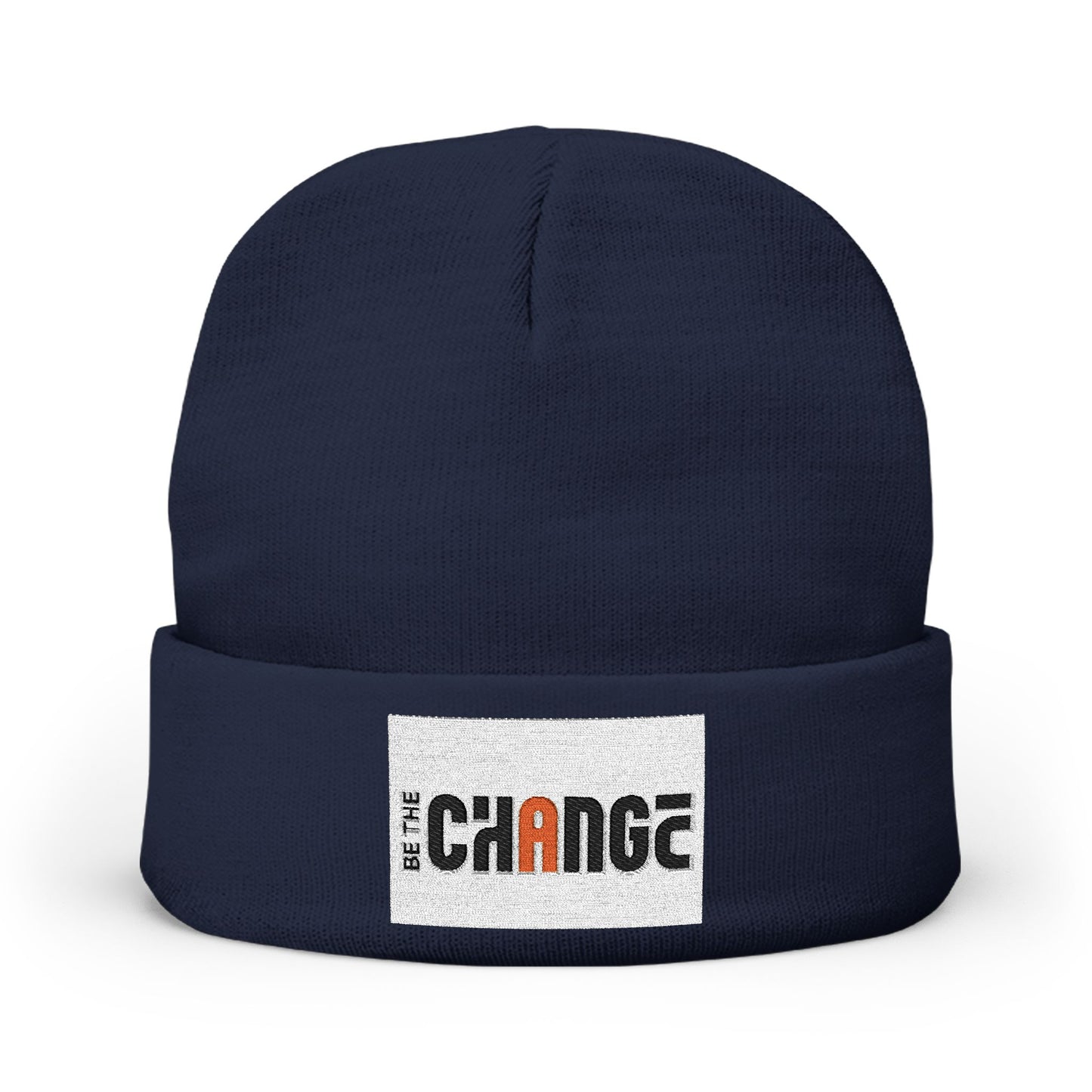 Embroidered 'Change' Knit Beanie — Minimalist Activist Winter Hat