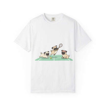 Pug Tennis T-Shirt — Cute Pugs Playing Tennis Graphic Tee