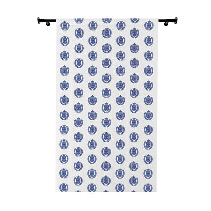 Blue Nautical Anchor Pattern Window Curtain — Coastal Ocean-Themed Drapery (Single Panel)