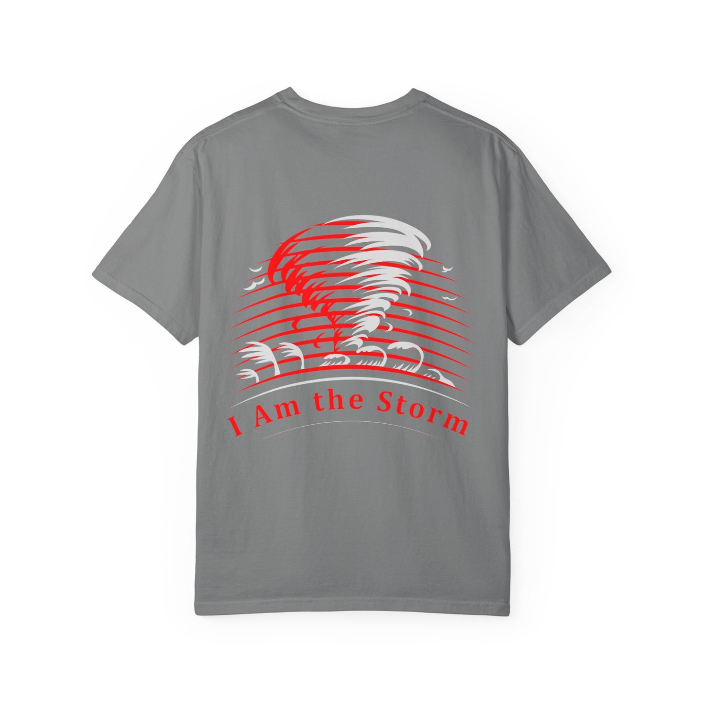 I Am the Storm T-Shirt — Bold Red Tornado Graphic Tee
