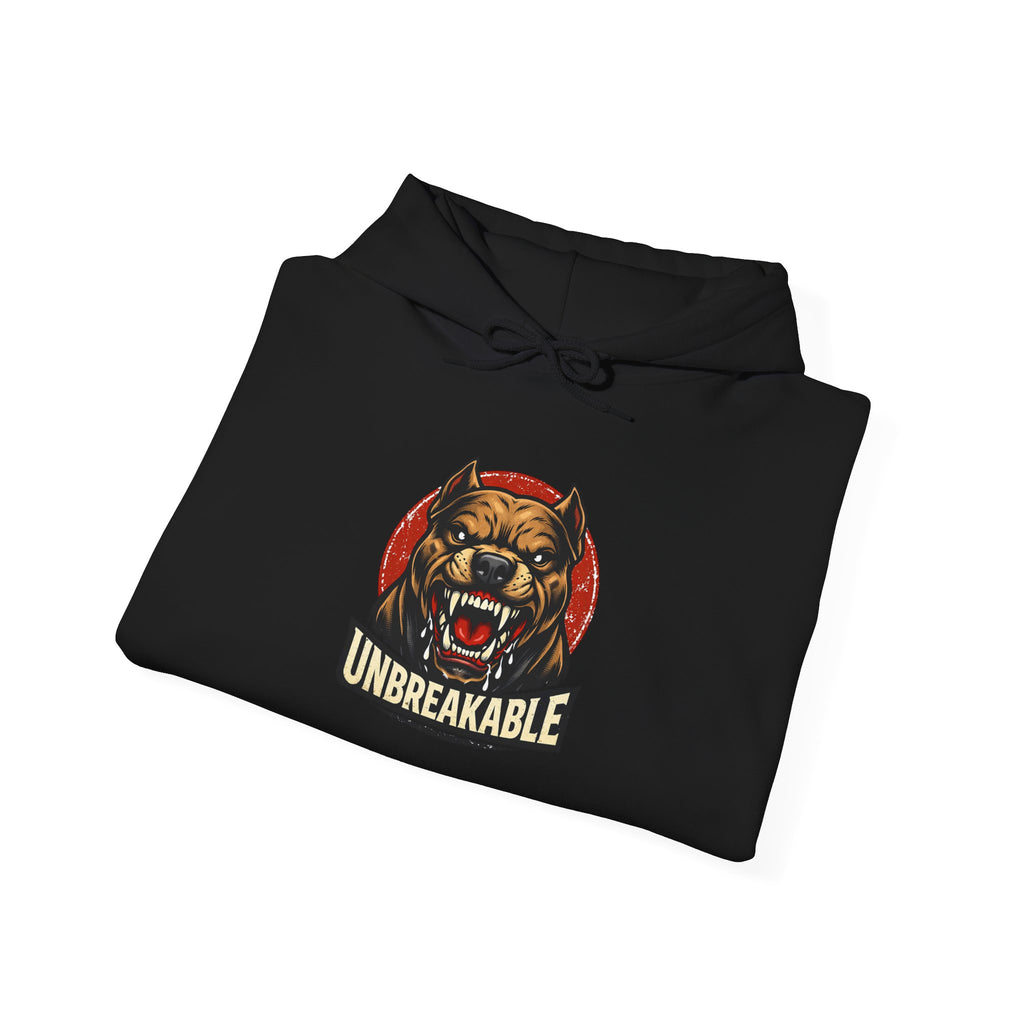 Unbreakable Dog Hoodie — Graphic Pullover with Roaring Dog Design